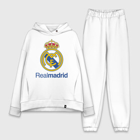 Женский костюм хлопок Oversize с принтом Real Madrid FC в Петрозаводске,  |  | barcelona | club | creamy | fc | soccer | spanish | whites | барселона | белые | испанский | клуб | сливочные | фк | футбол | футбольный