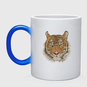 Кружка хамелеон с принтом тигр в Петрозаводске, керамика | меняет цвет при нагревании, емкость 330 мл | животные | кошка | леопард | тигр | тигрица