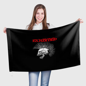 Флаг 3D с принтом The Exploited в Петрозаводске, 100% полиэстер | плотность ткани — 95 г/м2, размер — 67 х 109 см. Принт наносится с одной стороны | exploited | punks | punks not dead | the exploited | панк не сдох | панки | уоти | череп | эксплоитед