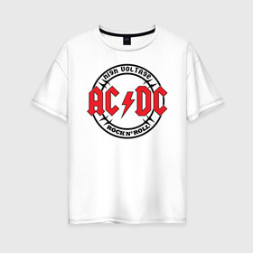 Женская футболка хлопок Oversize с принтом AC DC в Петрозаводске, 100% хлопок | свободный крой, круглый ворот, спущенный рукав, длина до линии бедер
 | ac dc | australian | hard rock | music | rock | rock band | rocknroll | sydney | австралийская | музыка | рок | рок группа | рок н ролл | сидней | хард рок