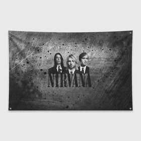 Флаг-баннер с принтом Нирвана в Петрозаводске, 100% полиэстер | размер 67 х 109 см, плотность ткани — 95 г/м2; по краям флага есть четыре люверса для крепления | kurt cobain | nirvana | rock | курт кобейн | нирвана | рок