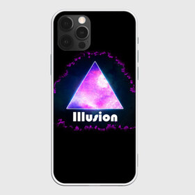 Чехол для iPhone 12 Pro Max с принтом ILLUSION в Петрозаводске, Силикон |  | галактика | звезды | космос | млечный путь | надпись неоновая | неоновый космос | треугольник