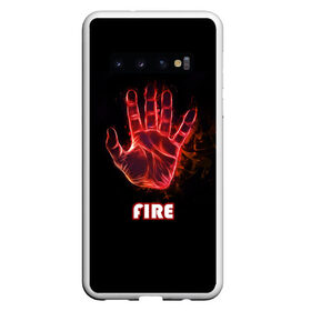 Чехол для Samsung Galaxy S10 с принтом FIRE в Петрозаводске, Силикон | Область печати: задняя сторона чехла, без боковых панелей | Тематика изображения на принте: amoled | огонь | пальцы | рука в огне | рука человека