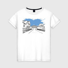 Женская футболка хлопок с принтом Азиатская улица в Петрозаводске, 100% хлопок | прямой крой, круглый вырез горловины, длина до линии бедер, слегка спущенное плечо | Тематика изображения на принте: 