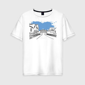Женская футболка хлопок Oversize с принтом Азиатская улица в Петрозаводске, 100% хлопок | свободный крой, круглый ворот, спущенный рукав, длина до линии бедер
 | 