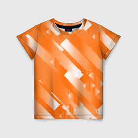 Детская футболка 3D с принтом Оранжевый градиент в Петрозаводске, 100% гипоаллергенный полиэфир | прямой крой, круглый вырез горловины, длина до линии бедер, чуть спущенное плечо, ткань немного тянется | блеск | геометрия | градиент | линии | оранжевый | полосы