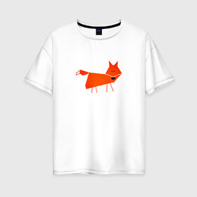 Женская футболка хлопок Oversize с принтом Рыжая лисичка в Петрозаводске, 100% хлопок | свободный крой, круглый ворот, спущенный рукав, длина до линии бедер
 | лиса | лисичка | рыжая | рыжая лисичка