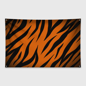 Флаг-баннер с принтом Текстура тигра в Петрозаводске, 100% полиэстер | размер 67 х 109 см, плотность ткани — 95 г/м2; по краям флага есть четыре люверса для крепления | кожа тигра | расцветка тигра | текстура | тигр