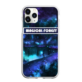 Чехол для iPhone 11 Pro Max матовый с принтом MAGICAL FOREST в Петрозаводске, Силикон |  | Тематика изображения на принте: звездное небо | магический лес | неоновая пыль | неоновые линии | озеро ночью | отражение в озере | светлячки в лесу
