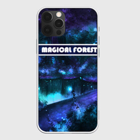 Чехол для iPhone 12 Pro Max с принтом MAGICAL FOREST в Петрозаводске, Силикон |  | Тематика изображения на принте: звездное небо | магический лес | неоновая пыль | неоновые линии | озеро ночью | отражение в озере | светлячки в лесу