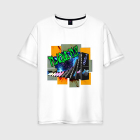 Женская футболка хлопок Oversize с принтом Plaque Fly в Петрозаводске, 100% хлопок | свободный крой, круглый ворот, спущенный рукав, длина до линии бедер
 | plaque fly | домино | муха