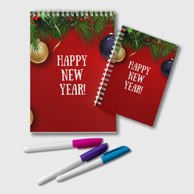 Блокнот с принтом Happy New Year! в Петрозаводске, 100% бумага | 48 листов, плотность листов — 60 г/м2, плотность картонной обложки — 250 г/м2. Листы скреплены удобной пружинной спиралью. Цвет линий — светло-серый
 | 