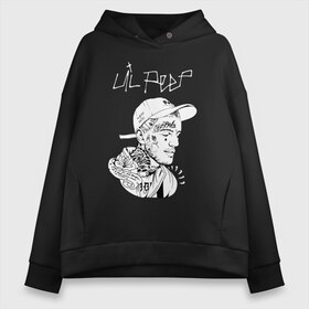 Женское худи Oversize хлопок с принтом LIL PEEP в Петрозаводске, френч-терри — 70% хлопок, 30% полиэстер. Мягкий теплый начес внутри —100% хлопок | боковые карманы, эластичные манжеты и нижняя кромка, капюшон на магнитной кнопке | lil peep | rap. | легенда | лил пип | лил пип песни | лила пипа | музыка | реп