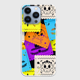 Чехол для iPhone 13 Pro с принтом Color pattern в Петрозаводске,  |  | flower | hat | hipster | skull | узор | хипстер | цветок | череп | шляпа