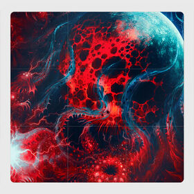 Магнитный плакат 3Х3 с принтом Гигантский космический монстр в Петрозаводске, Полимерный материал с магнитным слоем | 9 деталей размером 9*9 см | абстракция | арт | космос | монстр | огонь | планета | чудовище | щупальца