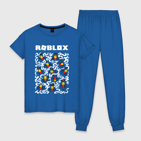 Женская пижама хлопок с принтом ROBLOX в Петрозаводске, 100% хлопок | брюки и футболка прямого кроя, без карманов, на брюках мягкая резинка на поясе и по низу штанин | piggy | roblox | roblox games | roblox piggy | игра роблокс | пигги. | роблокс | роблокс пигги | робукс