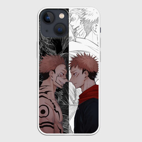 Чехол для iPhone 13 mini с принтом Jujutsu Kaisen Сукуна х Юдзи в Петрозаводске,  |  | anime | black | cursed spirit | demon | evil | good | itadori yuji | magic battle | shaman | sukuna | white | ying yang | аниме | белое | годжо сатору | демон | добро | зло | инь ян | итадори юдзи | кугисаки | магическая битва | проклятый дух | рёмен суку