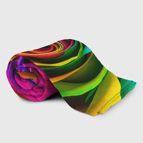 Плед 3D с принтом роза, лепестки, разноцветный, в Петрозаводске, 100% полиэстер | закругленные углы, все края обработаны. Ткань не мнется и не растягивается | Тематика изображения на принте: 
