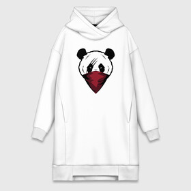 Платье-худи хлопок с принтом Панда со шрамом в Петрозаводске,  |  | злая панда | панда | панда бандана | панда бандит | панда в бандана | панда со шрамом | панда шрам