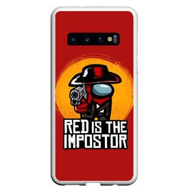 Чехол для Samsung Galaxy S10 с принтом Red Is The Impostor в Петрозаводске, Силикон | Область печати: задняя сторона чехла, без боковых панелей | among | among us | crewmate | dead | game | impistor | red | redemption | space | us | vote | выживший | игра | космос | красный | невиновный | предатель | самозванец