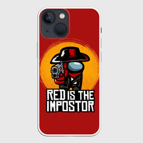 Чехол для iPhone 13 mini с принтом Red Is The Impostor в Петрозаводске,  |  | among | among us | crewmate | dead | game | impistor | red | redemption | space | us | vote | выживший | игра | космос | красный | невиновный | предатель | самозванец