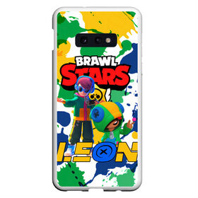 Чехол для Samsung S10E с принтом BRAWL STARS LEON. в Петрозаводске, Силикон | Область печати: задняя сторона чехла, без боковых панелей | 8 bit | brawl stars | colette | crow | gale | leon | max | mecha | mecha crow | mr.p | sally leon | shark | tara | virus 8 bit | werewolf leon | акула | берли | бравл старс | ворон | коллет | макс | оборотень