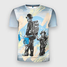 Мужская футболка 3D спортивная с принтом Чарли в Петрозаводске, 100% полиэстер с улучшенными характеристиками | приталенный силуэт, круглая горловина, широкие плечи, сужается к линии бедра | Тематика изображения на принте: art | арт | графика | колор | чарли чаплин