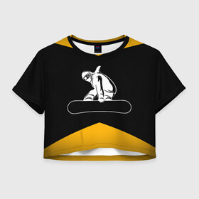 Женская футболка Crop-top 3D с принтом Сноубордист в Петрозаводске, 100% полиэстер | круглая горловина, длина футболки до линии талии, рукава с отворотами | snowboard | snowboarding | горные лыжи | прыжок | сноуборд | сноубординг | сноубордист | экстрим