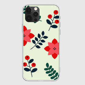 Чехол для iPhone 12 Pro Max с принтом цветы ягоды листья в Петрозаводске, Силикон |  | ветки | листья | цветы | ягоды
