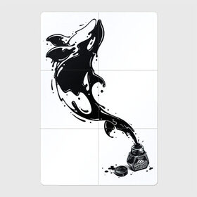 Магнитный плакат 2Х3 с принтом Чернильная касатка в Петрозаводске, Полимерный материал с магнитным слоем | 6 деталей размером 9*9 см | Тематика изображения на принте: арт | белый | капли | капля | касатка | рисунок | чернила | чернильный рисунок | чёрный
