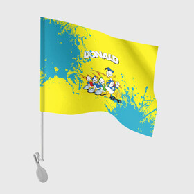 Флаг для автомобиля с принтом Donald duck(Рыбалка) в Петрозаводске, 100% полиэстер | Размер: 30*21 см | donald duck | walt disney | герой | мультфильмов | рыбалка | селезень | студии