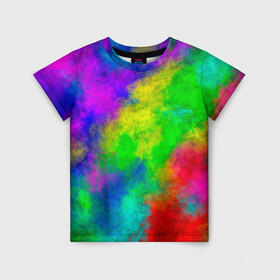 Детская футболка 3D с принтом Multicolored в Петрозаводске, 100% гипоаллергенный полиэфир | прямой крой, круглый вырез горловины, длина до линии бедер, чуть спущенное плечо, ткань немного тянется | Тематика изображения на принте: abstract | colorful | holi | neon | pattern | rainbow | texture | абстракция | граффити | дым | искусство | кислота | кислотный | краска | красочный | микс | неоновый | облака | радуга | радужный | текстура | туман | узор | холи