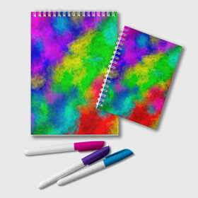 Блокнот с принтом Multicolored в Петрозаводске, 100% бумага | 48 листов, плотность листов — 60 г/м2, плотность картонной обложки — 250 г/м2. Листы скреплены удобной пружинной спиралью. Цвет линий — светло-серый
 | Тематика изображения на принте: abstract | colorful | holi | neon | pattern | rainbow | texture | абстракция | граффити | дым | искусство | кислота | кислотный | краска | красочный | микс | неоновый | облака | радуга | радужный | текстура | туман | узор | холи