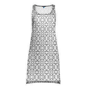 Платье-майка 3D с принтом Геометрический узор в Петрозаводске, 100% полиэстер | полуприлегающий силуэт, широкие бретели, круглый вырез горловины, удлиненный подол сзади. | lines | parallel | rhombus | square | квадрат | линии | параллели | ромб