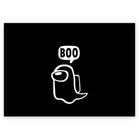 Поздравительная открытка с принтом BOO (Among Us) в Петрозаводске, 100% бумага | плотность бумаги 280 г/м2, матовая, на обратной стороне линовка и место для марки
 | among | among us | boo | crewmate | game | ghost | impistor | space | us | vote | бу | буу | выживший | игра | космос | невиновный | предатель | приведение | призрак | самозванец