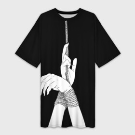 Платье-футболка 3D с принтом Связанные руки эстетика в Петрозаводске,  |  | 50 | aesthetic | aesthetics | веревка | запястья | любовь | молодости | молодость | оттенков | руки | серого | чб | черно белое | эстетика | юность