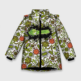 Зимняя куртка для девочек 3D с принтом COVID-19(злой вирус) в Петрозаводске, ткань верха — 100% полиэстер; подклад — 100% полиэстер, утеплитель — 100% полиэстер. | длина ниже бедра, удлиненная спинка, воротник стойка и отстегивающийся капюшон. Есть боковые карманы с листочкой на кнопках, утяжки по низу изделия и внутренний карман на молнии. 

Предусмотрены светоотражающий принт на спинке, радужный светоотражающий элемент на пуллере молнии и на резинке для утяжки. | covid 19 | вирус | злой | из китая | инфекции | коронавирусной | пандемия