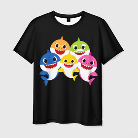 Мужская футболка 3D с принтом Baby Shark в Петрозаводске, 100% полиэфир | прямой крой, круглый вырез горловины, длина до линии бедер | baby | brother | dady | mummy | ocean | sea | shark | sister | youtube | акула | акуленок | анимация | бабушка | брат | дедушка | клип | мама | море | мульт | мультфильм | океан | папа | сестра | ютуб