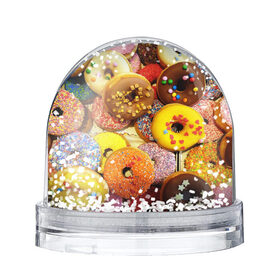 Снежный шар с принтом Сладкие пончики в Петрозаводске, Пластик | Изображение внутри шара печатается на глянцевой фотобумаге с двух сторон | еда | пончики | сладости | цветной | яркий