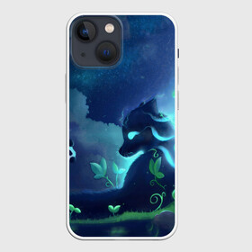 Чехол для iPhone 13 mini с принтом Панда и лиса в Петрозаводске,  |  | 2021 | гирлянда | звезды | лес | лиса | лиса и лес | лисенок | лисичка | лисы | небо | новый год | ночное небо | облако | панда | панды | с лесой | с лисенком | с лисичкой | с лисой | с пандой | фауна