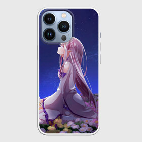 Чехол для iPhone 13 Pro с принтом Sweet dreams of Emilia в Петрозаводске,  |  | Тематика изображения на принте: anime | dream | flowers | girls | kavai | manga | ram | re | rem | senpai | space | zero | аниме | анимэ | ахегао | зиро | космос | манга | мечты | рам | рем | сенпай | цветы