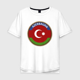 Мужская футболка хлопок Oversize с принтом Азербайджан в Петрозаводске, 100% хлопок | свободный крой, круглый ворот, “спинка” длиннее передней части | Тематика изображения на принте: azerbaijan | baku | азербайджан | баку | герб | флаг