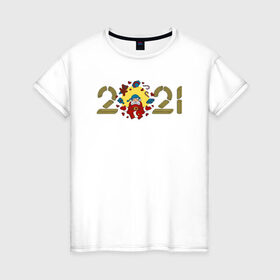 Женская футболка хлопок с принтом 2021 Pastafarian в Петрозаводске, 100% хлопок | прямой крой, круглый вырез горловины, длина до линии бедер, слегка спущенное плечо | 