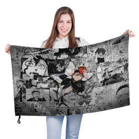 Флаг 3D с принтом Аста в Петрозаводске, 100% полиэстер | плотность ткани — 95 г/м2, размер — 67 х 109 см. Принт наносится с одной стороны | asta | black clover | акума | аста | демон | пятилистник | черный клевер