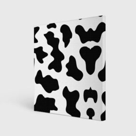 Холст квадратный с принтом Му-му в Петрозаводске, 100% ПВХ |  | абстракция | бык | кожа коровы | корова | му му | пятна | черно белое | черно белые пятна