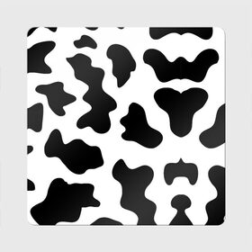 Магнит виниловый Квадрат с принтом Му-му в Петрозаводске, полимерный материал с магнитным слоем | размер 9*9 см, закругленные углы | абстракция | бык | кожа коровы | корова | му му | пятна | черно белое | черно белые пятна