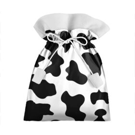 Подарочный 3D мешок с принтом Му-му в Петрозаводске, 100% полиэстер | Размер: 29*39 см | абстракция | бык | кожа коровы | корова | му му | пятна | черно белое | черно белые пятна