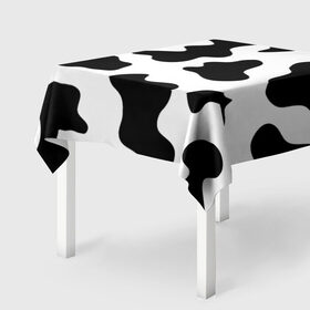 Скатерть 3D с принтом Му-му в Петрозаводске, 100% полиэстер (ткань не мнется и не растягивается) | Размер: 150*150 см | абстракция | бык | кожа коровы | корова | му му | пятна | черно белое | черно белые пятна