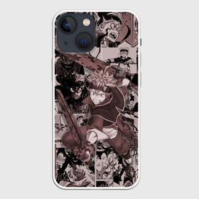 Чехол для iPhone 13 mini с принтом ASTA manga monochrome pages в Петрозаводске,  |  | asta | black clover | акума | аста | демон | пятилистник | черный клевер