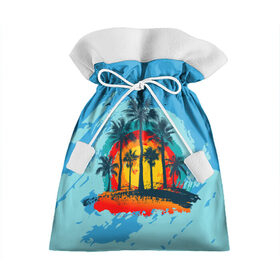 Подарочный 3D мешок с принтом Море. Пальмы. Песок в Петрозаводске, 100% полиэстер | Размер: 29*39 см | море | морские приключениясолнце | небо | отдых | пальмы | песок